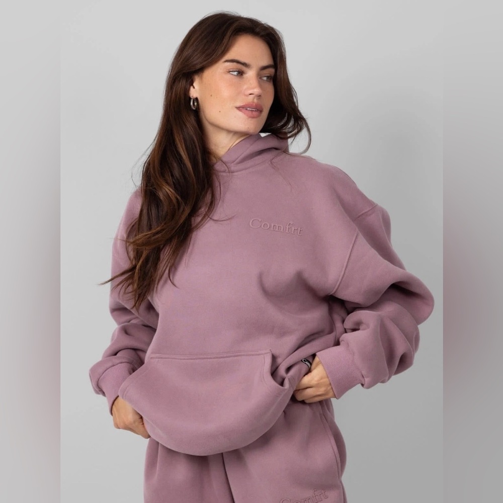 Comfrt Minimalist Hoodie Orchid XS Unisex Oversized Travel Comfort Trending - Picture 2 of 8